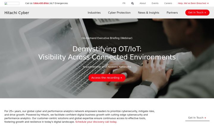 Screenshot of hitachicyber.com