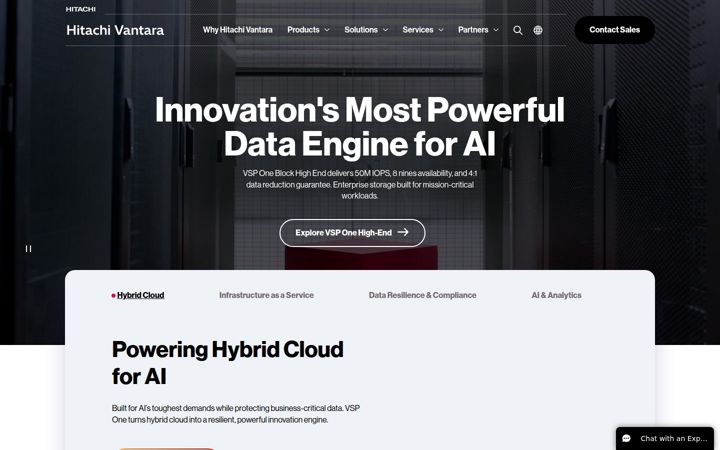 Screenshot of hitachivantara.com
