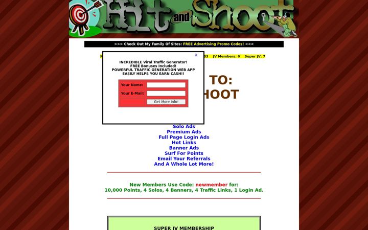 Screenshot of hitandshootadexchange.com