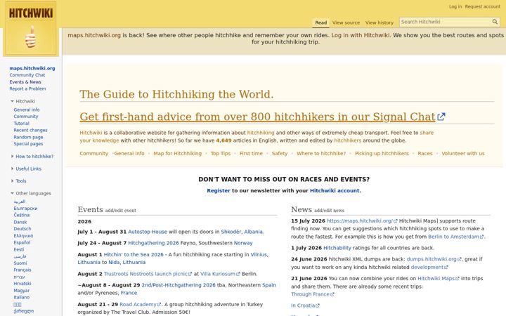Zrzut ekranu hitchwiki.org