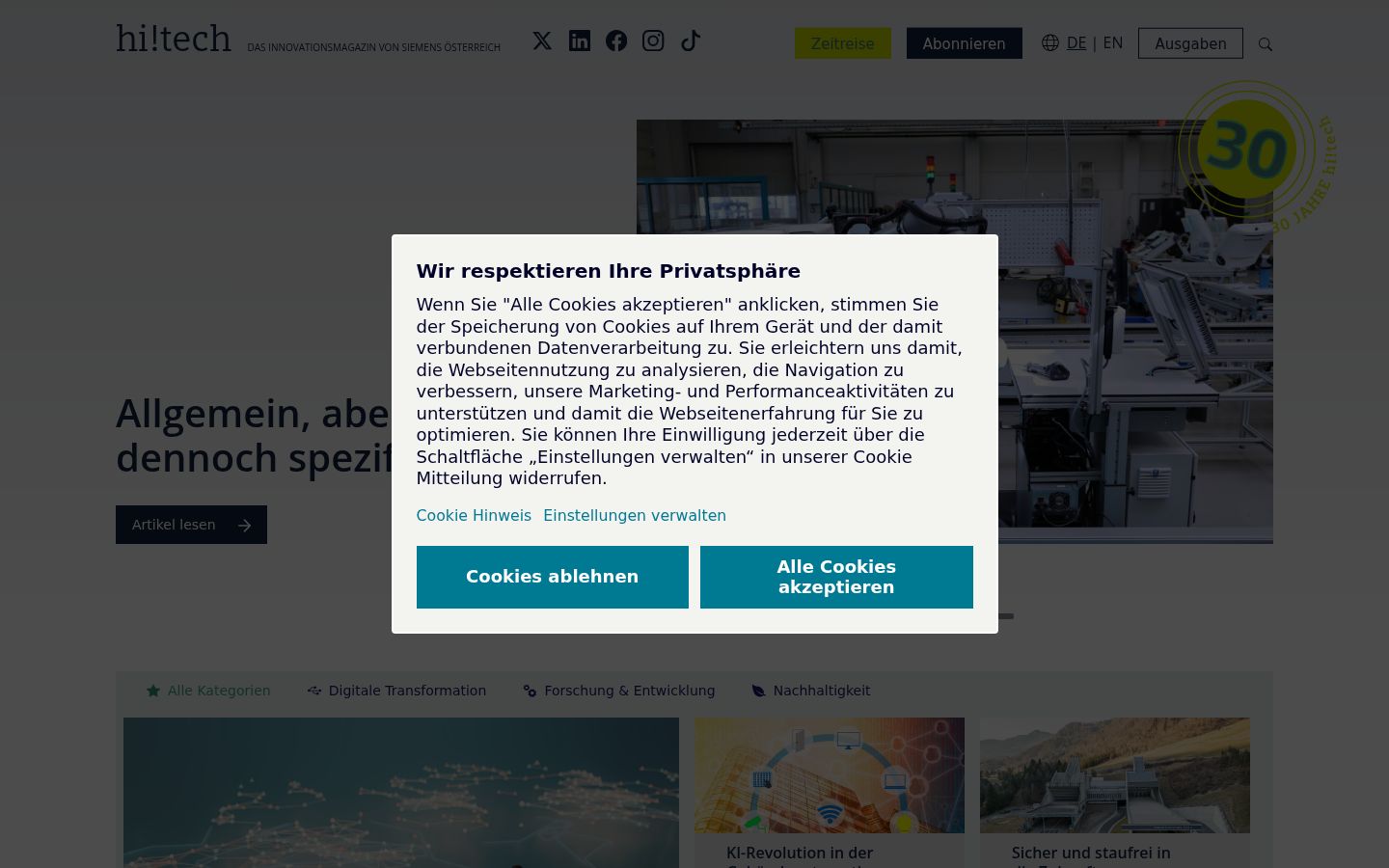 Screenshot del banner di consenso mostrato prima di qualsiasi interazione