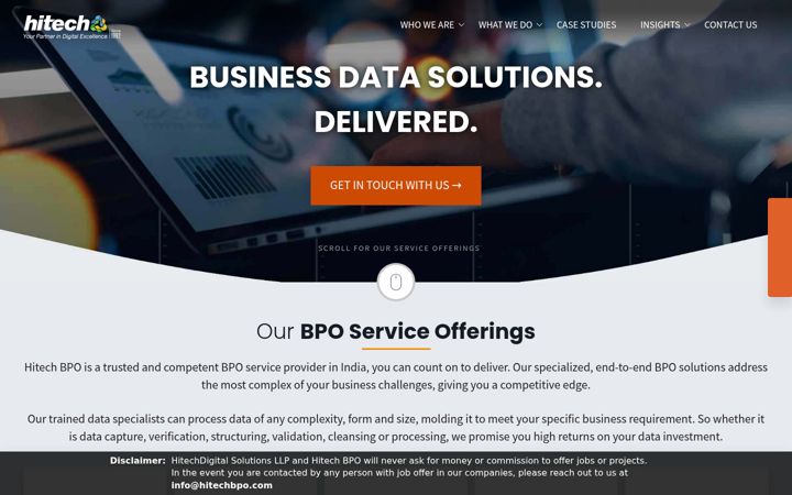 Screenshot of hitechbpo.com