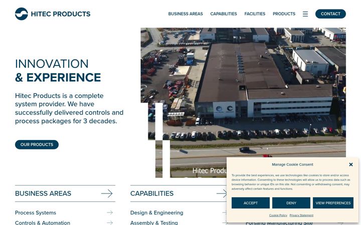 Screenshot of hitecproducts.no