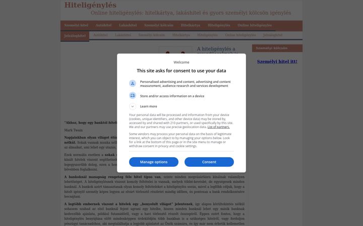 Screenshot of hiteligenyles.hu