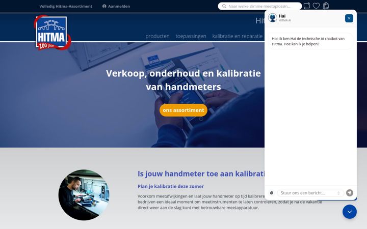 Screenshot of hitma-handmeters.nl