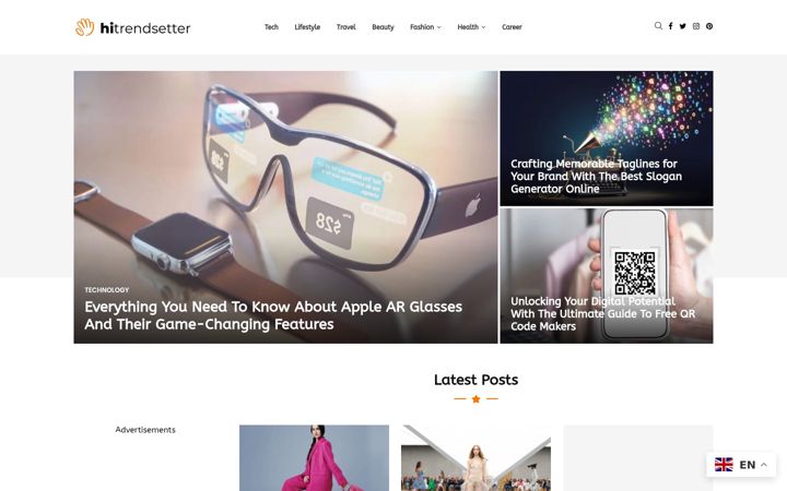 Screenshot of hitrendsetter.com