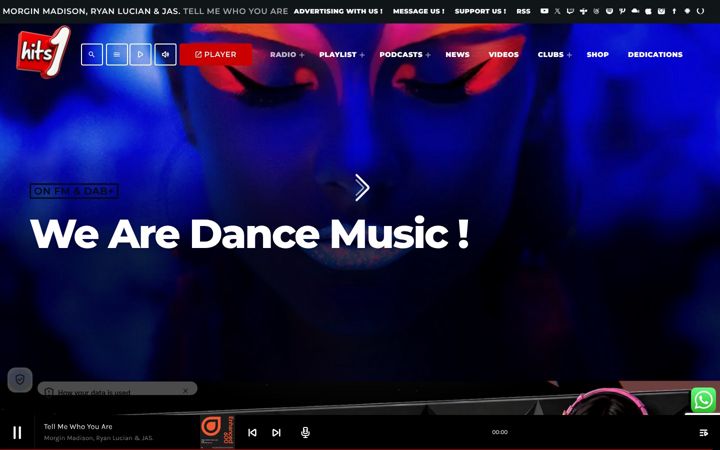 Screenshot of hits1radio.com