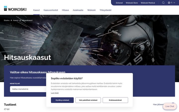 Screenshot of hitsauskaasu.fi