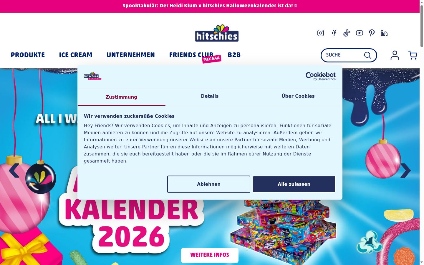 Snímek obrazovky baneru souhlasu zobrazeného před jakoukoli interakcí
