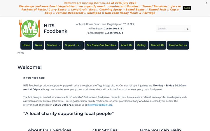Screenshot of hitsfoodbank.org