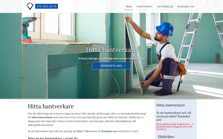 Screenshot of hitta-hantverkare.com