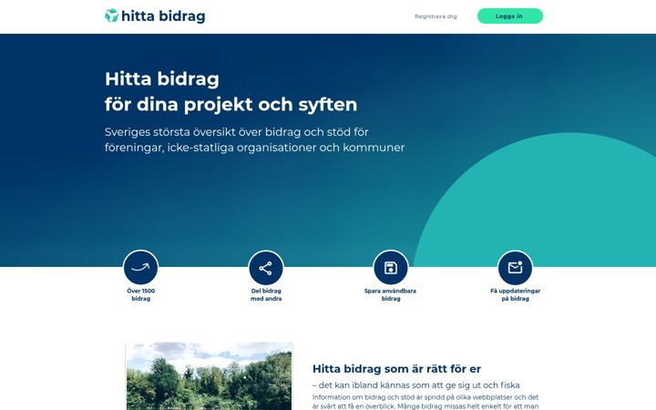 Screenshot of hittabidrag.se