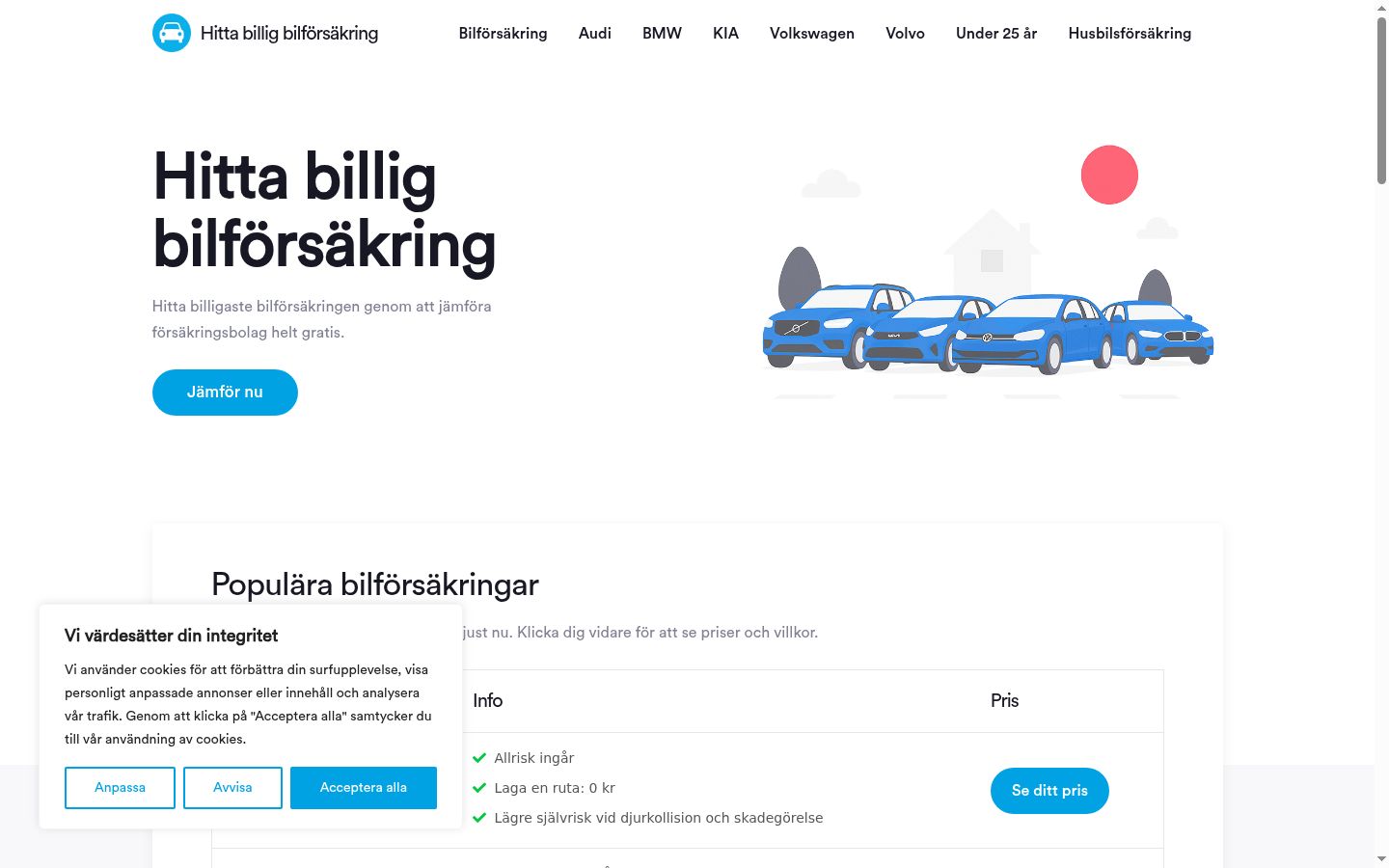 Screenshot del banner di consenso mostrato prima di qualsiasi interazione