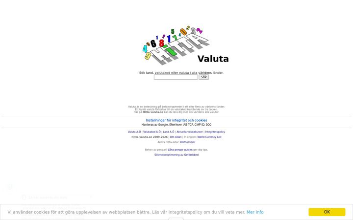 Screenshot of hittavaluta.se