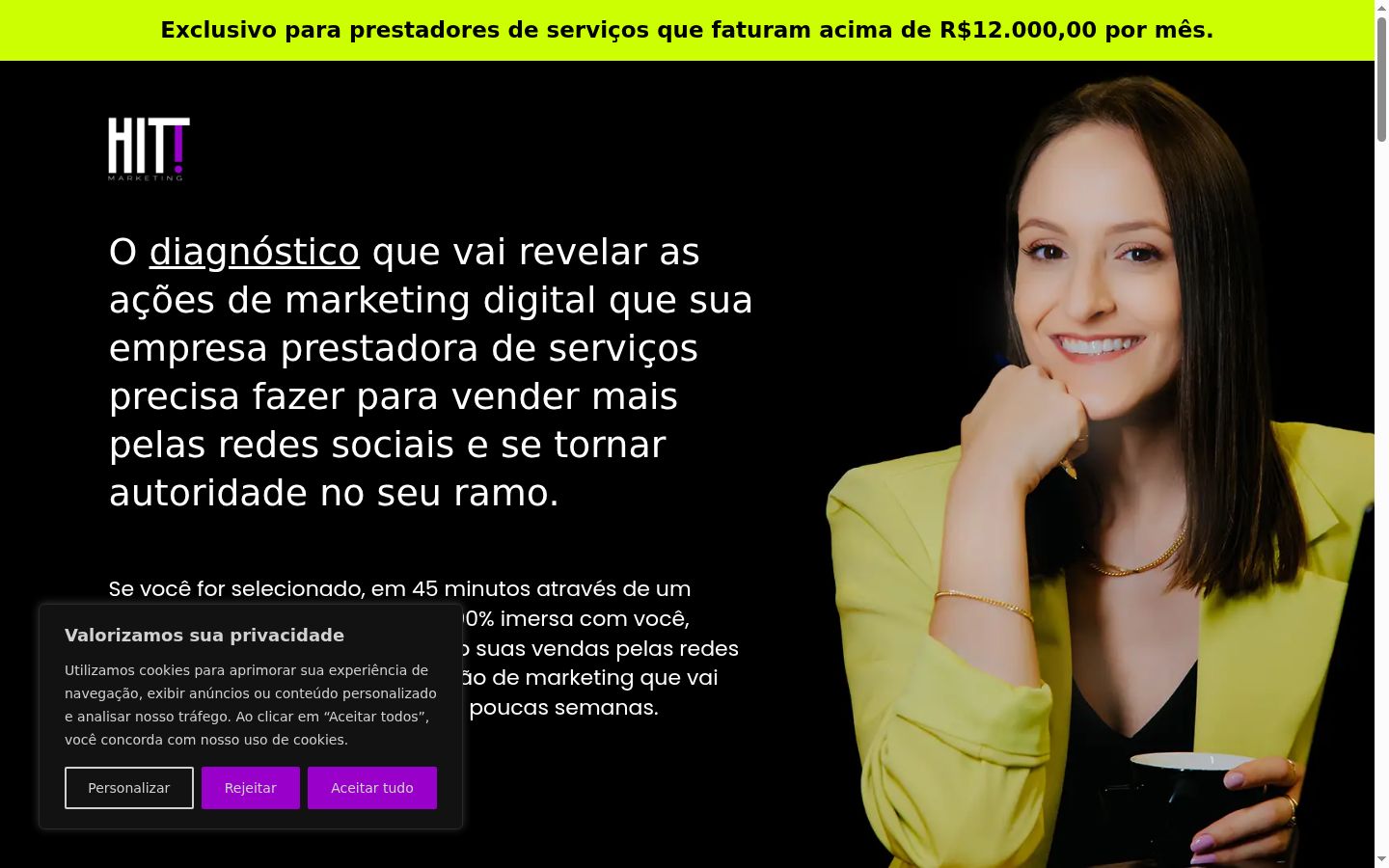 Captura de pantalla del banner de consentimiento mostrado antes de cualquier interacción
