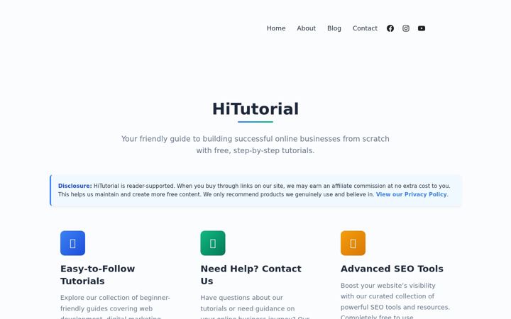 Screenshot of hitutorial.com