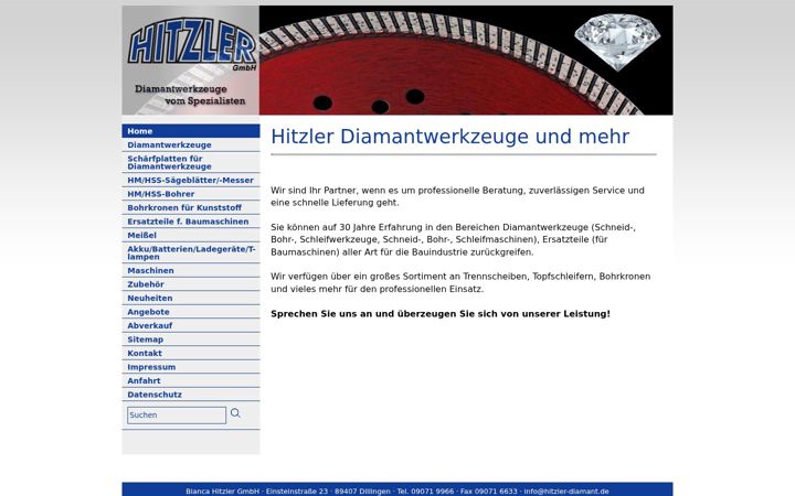 Screenshot of hitzler-diamant.de