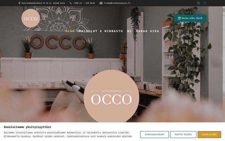 Screenshot of hiushuoneocco.fi