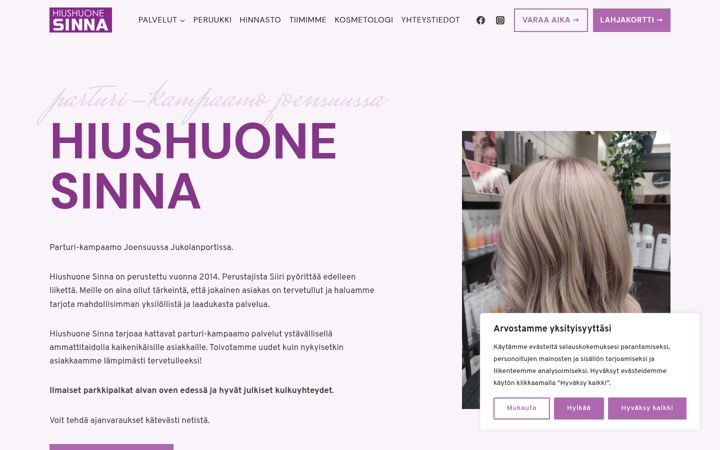 Screenshot of hiushuonesinna.fi
