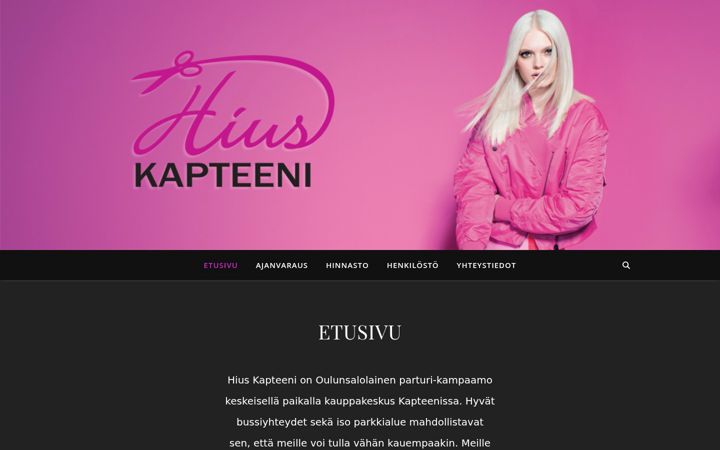 Skärmbild av hiuskapteeni.fi