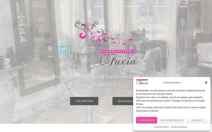 Screenshot of hiusmuotoilufuxia.com