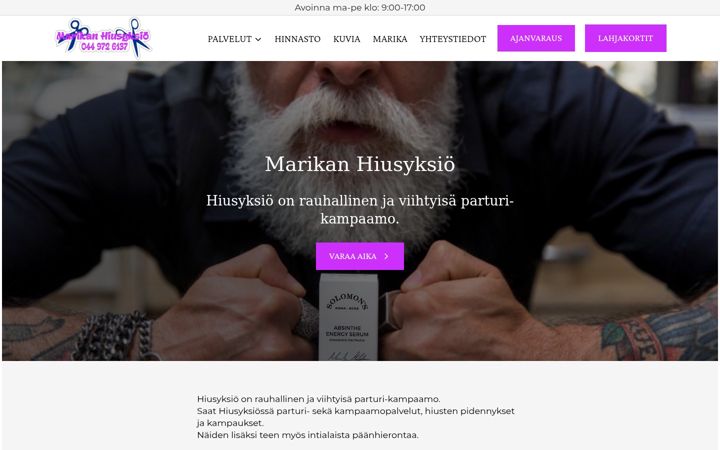 Screenshot of hiusyksio.fi