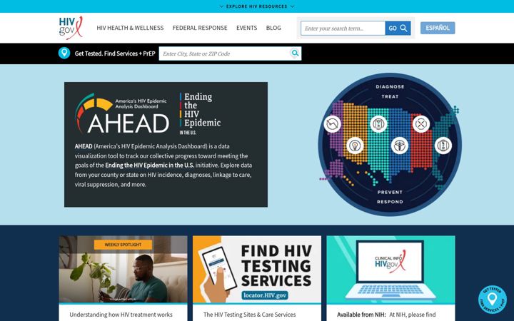 Skærmbillede af hiv.gov