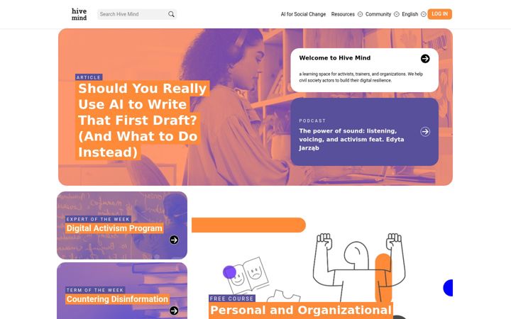 Screenshot of hive-mind.community