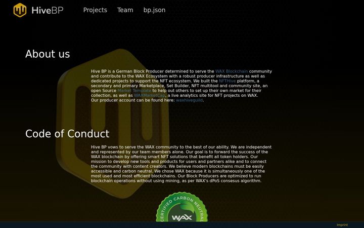 Screenshot of hivebp.io