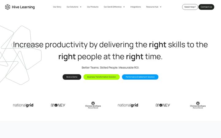 Screenshot of hivelearning.com