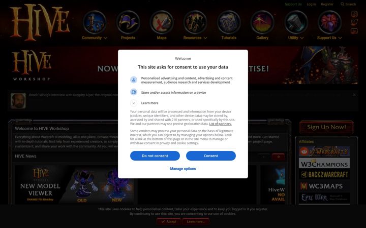 Screenshot of hiveworkshop.com