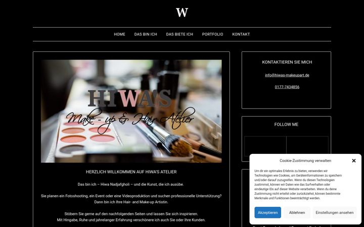 Screenshot of hiwas-makeupart.de