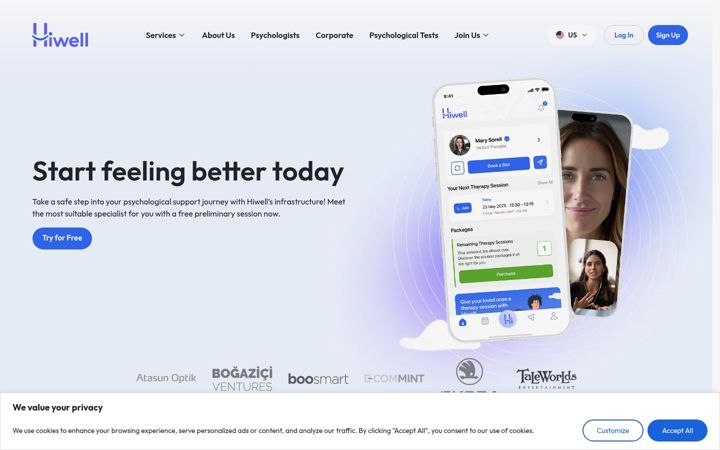 Screenshot ta' hiwellapp.com