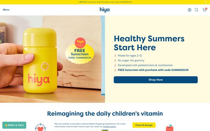 Screenshot of hiyahealth.com
