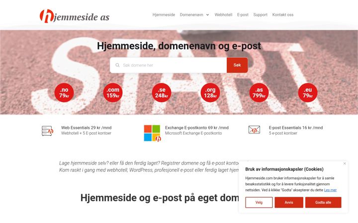 Screenshot of hjemmeside.com