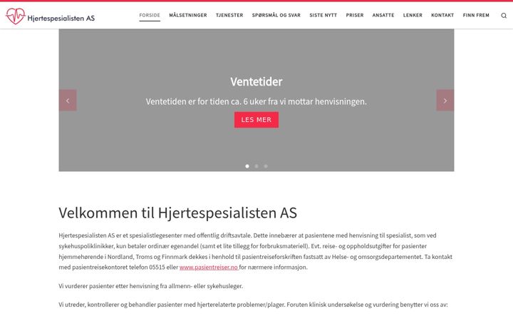 Screenshot of hjertespesialisten.no