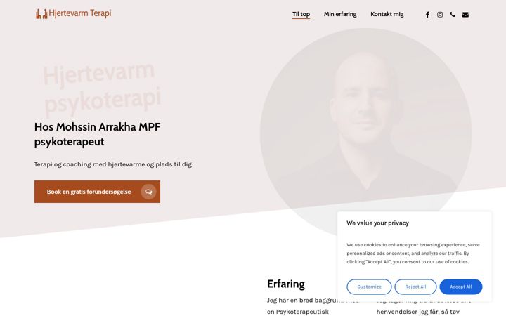 Screenshot of hjertevarmterapi.dk