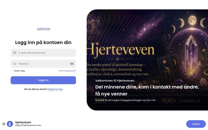 Screenshot of hjerteveven.com