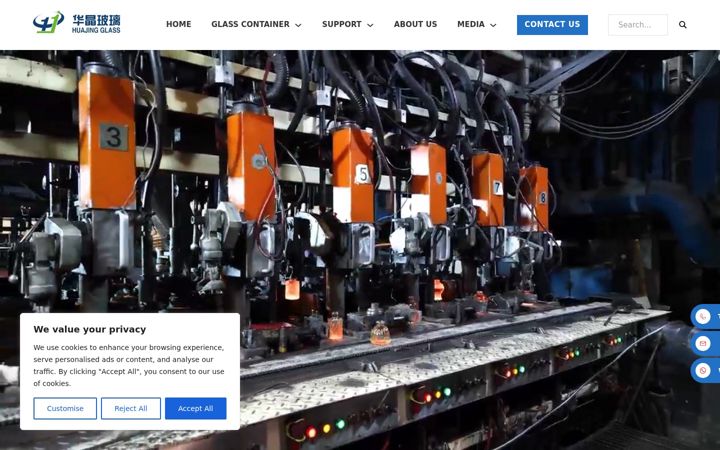 Screenshot of hjglasspackaging.com