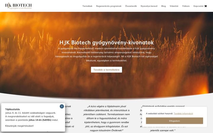 Screenshot of hjkbiotech.hu