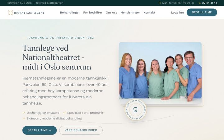 Screenshot of hjornetannlegene.no