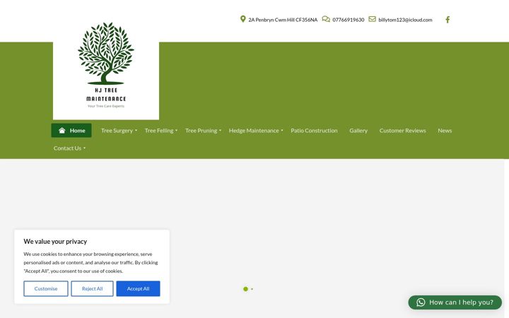 Screenshot of hjtreemaintenance.co.uk