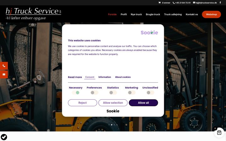 Screenshot of hjtruckservice.dk