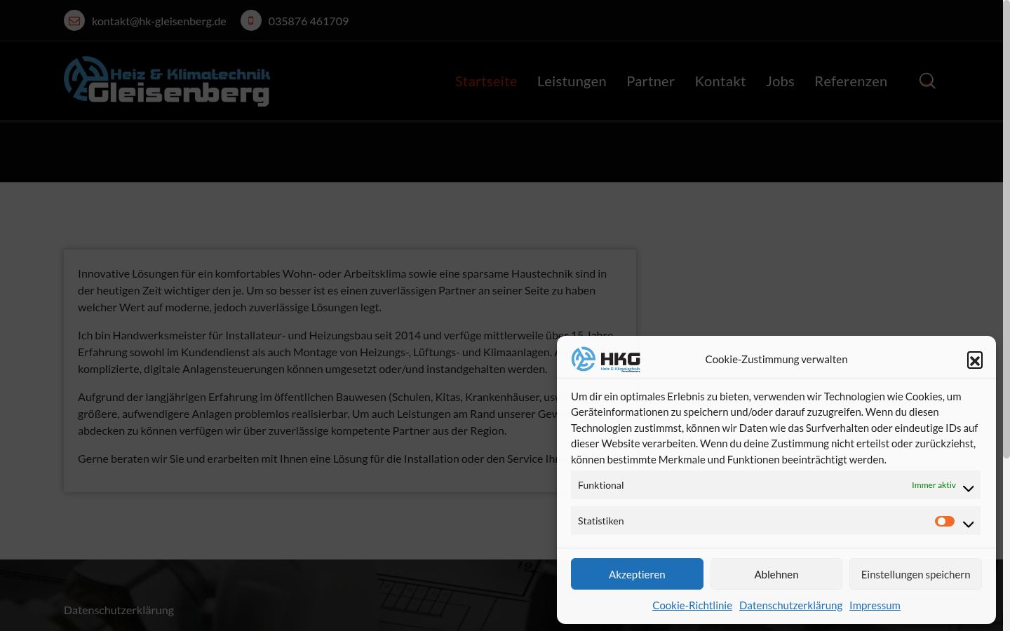 Screenshot des Einwilligungsbanners vor jeglicher Interaktion