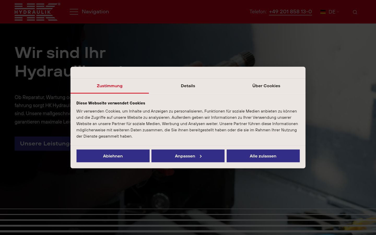 Screenshot del banner di consenso mostrato prima di qualsiasi interazione