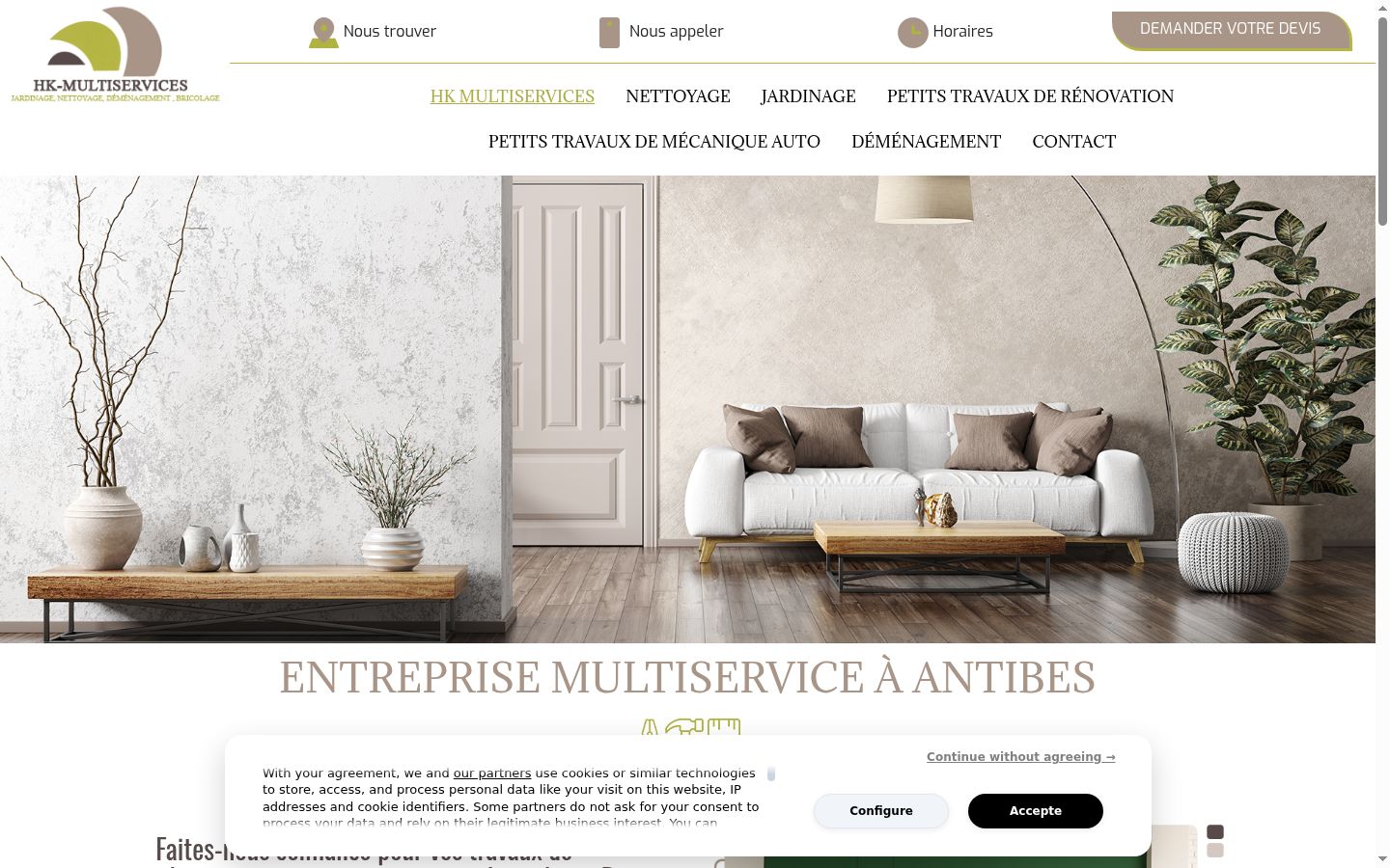Screenshot del banner di consenso mostrato prima di qualsiasi interazione