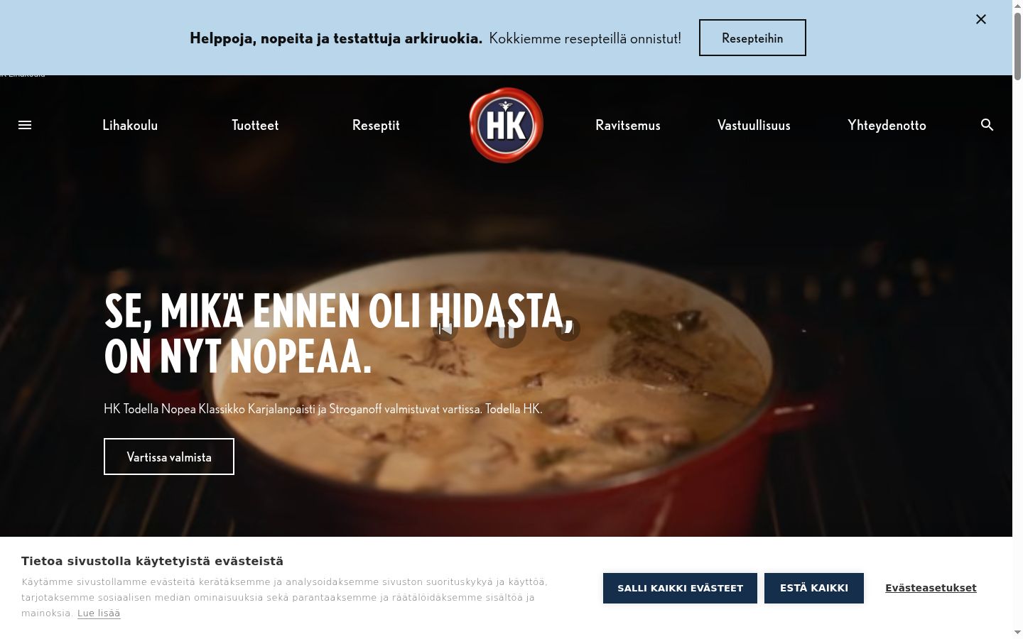 Képernyőkép a bármilyen interakció előtt megjelenő hozzájárulási bannerről