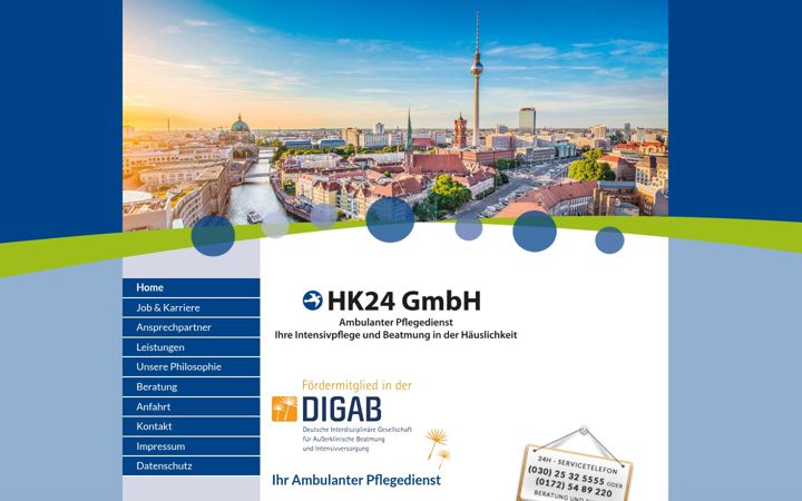 Screenshot of hk24-pflegedienst.de