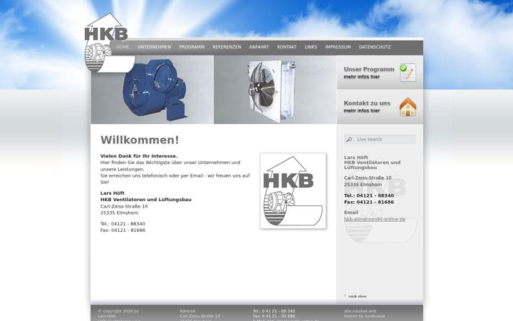 Screenshot of hkb-lueftungsbau.de