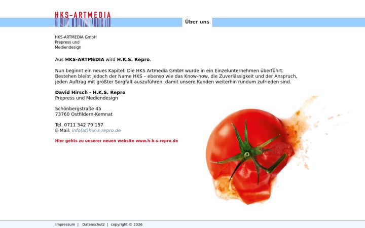 Skærmbillede af hks-artmedia.de